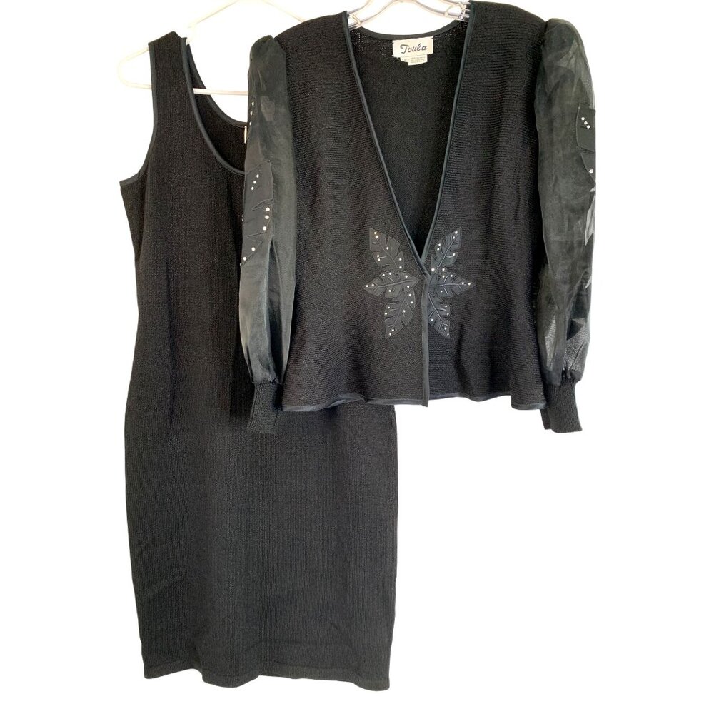 Vintage Toula Black Two-Piece Dress Set USA Size 10